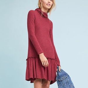 Anthropologie Red Long Sleeve Dress